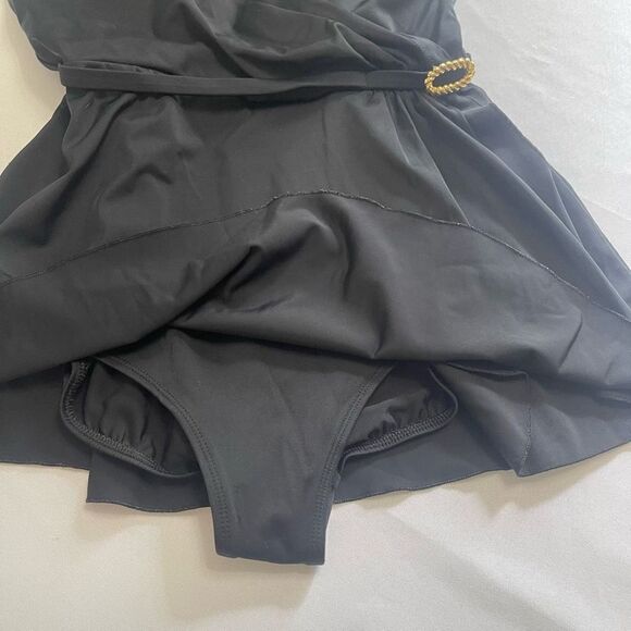 Vintage Roxanne Black Bra Sized One Piece Swimdress Size 16 40 C Union USA - Picture 5 of 9